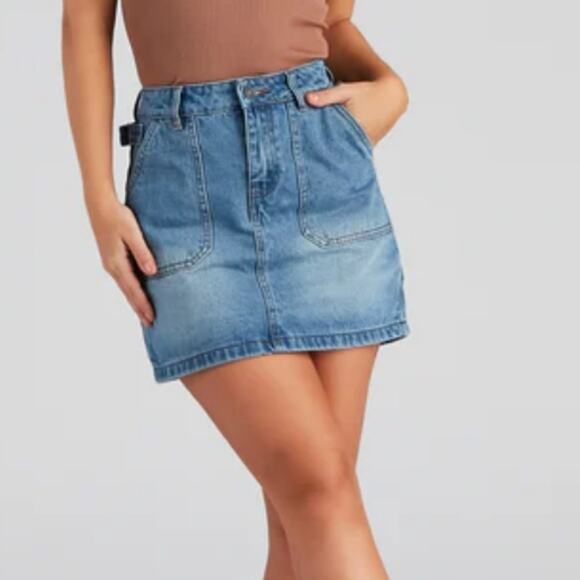 NWT Windsor Nature Good Day Buckle Detail Denim Skirt size Large - Picture 2 of 16